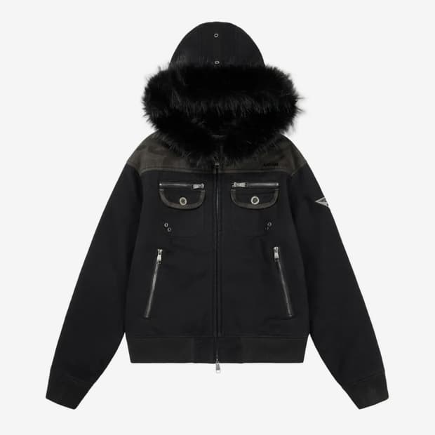 아캄 MA-1 퍼 후드집업 블랙