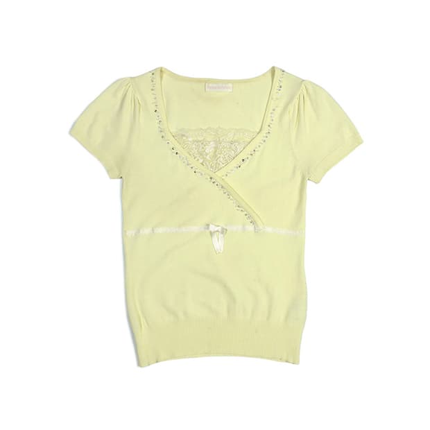 lace trim wrap knit top 
