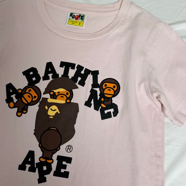 (마지막가격) 베이프 컬리지 마일로 딸기우유 반팔