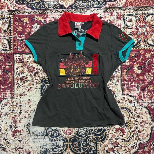 DOHC 갸루 와투케 펑크 배색 카라 탑