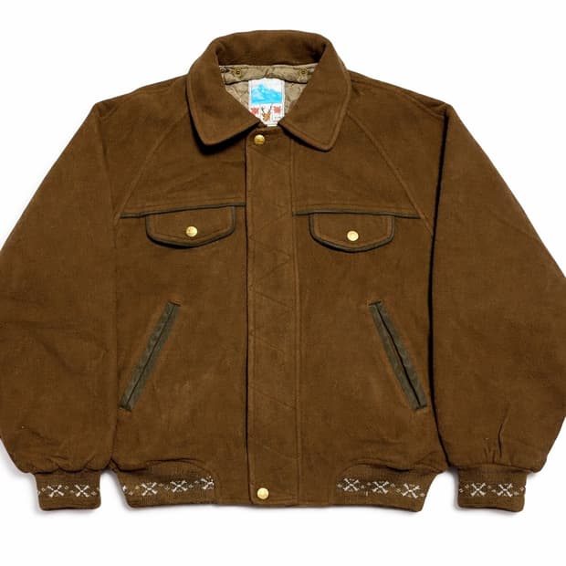 JPN 80s 일본 빈티지 티롤리안 자수 웨스턴 봄버 블루종 자켓