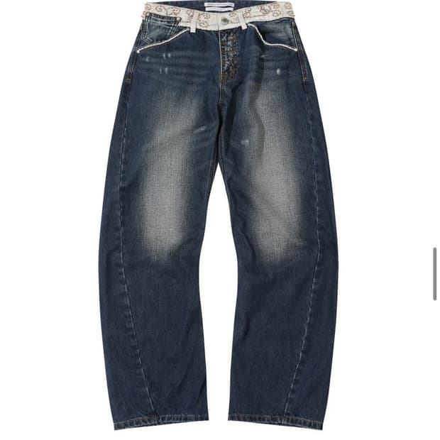 스컬프터 beaded waist denim pants