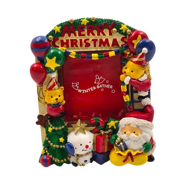 레트로 크리스마스 선물 테디베어 액자