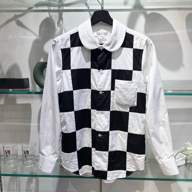 25ss 꼼데가르송 checkerboard peter pan-collar