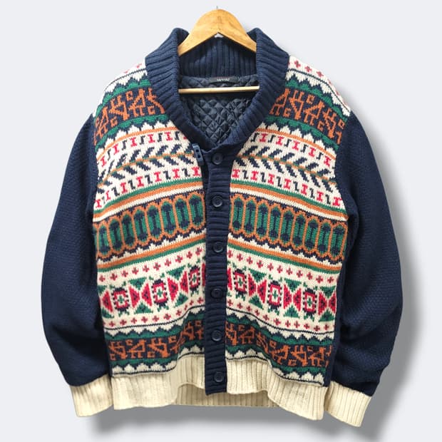 [XL] 자라 숄카라 코위찬패턴 누빔 니트 가디건