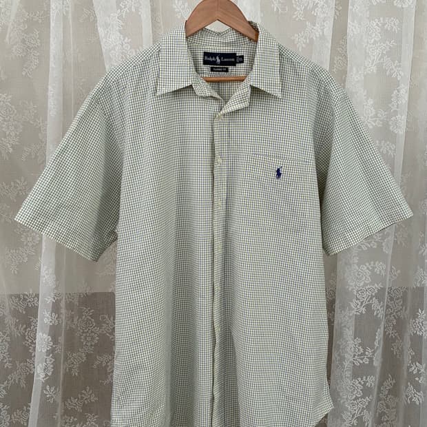 XL) 폴로 랄프로렌 오버핏 체크 반팔 셔츠