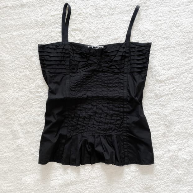 질 샌더 아카이브 플리츠 슬리브리스 탑