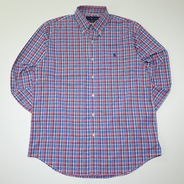 CK153 L 폴로 퍼포먼스 매드라스 체크 핑크 셔츠 남방