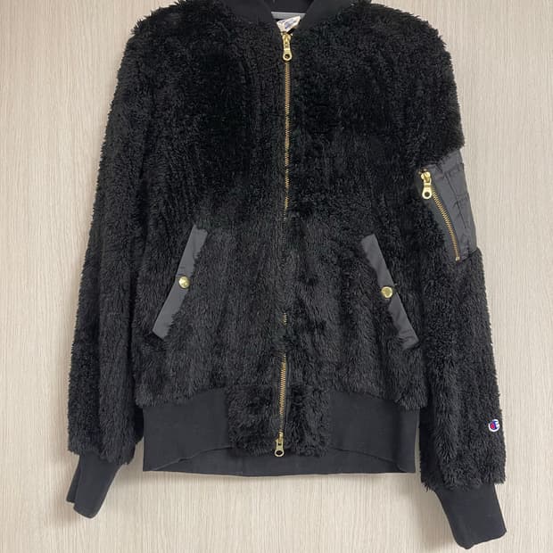 빈티지 챔피온 블랙 뽀글이 플리스 자켓 M 남녀공용
