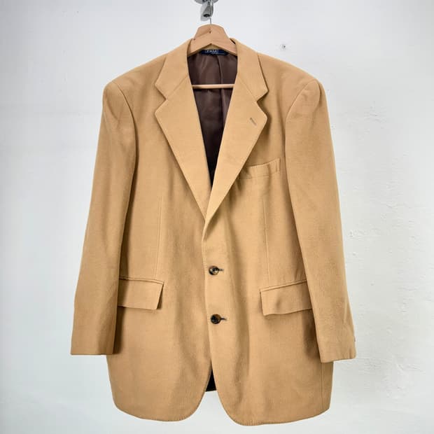 90s 폴로 랄프로렌 캐멀 테일러드 2b 울 블레이저 자켓