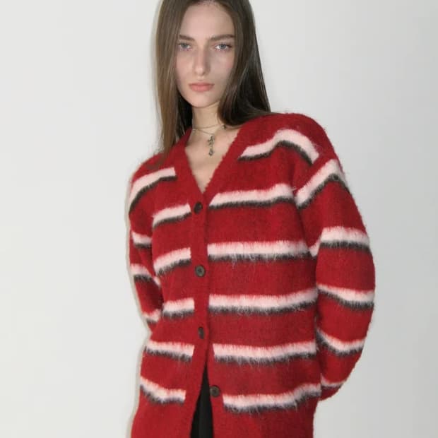 썬번프로젝트 헤어리 오버핏가디건 버건디