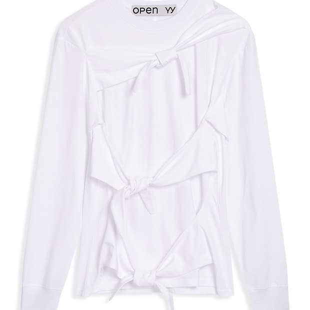 Openyy TRIPLE KNOT CREW NECK TOP, WHITE