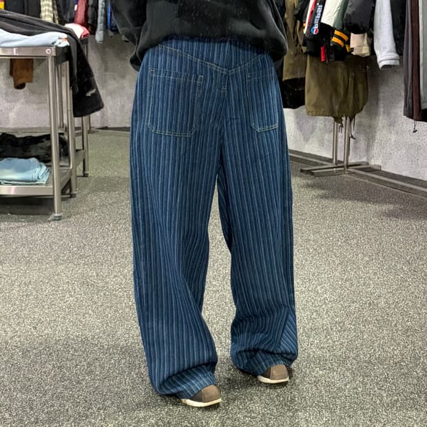 빈티지 프론트포켓 스트라이프 이니셜 팬츠 B3940