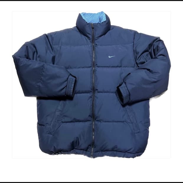 착샷O 나이키 뉴챔프 네이비 패딩 빈티지 블루 스카이블루