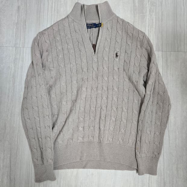 [S] 폴로 랄프로렌 케이블 니트 하프집업 베이지