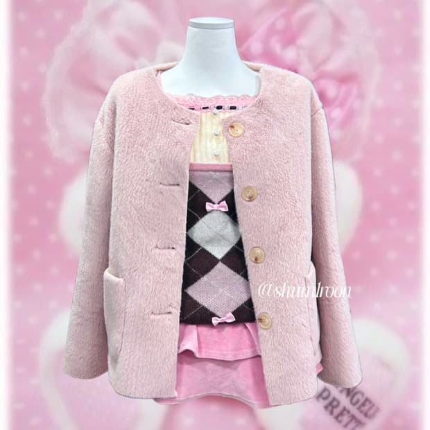 연딸기핑크 겨울 퍼자켓 핑크