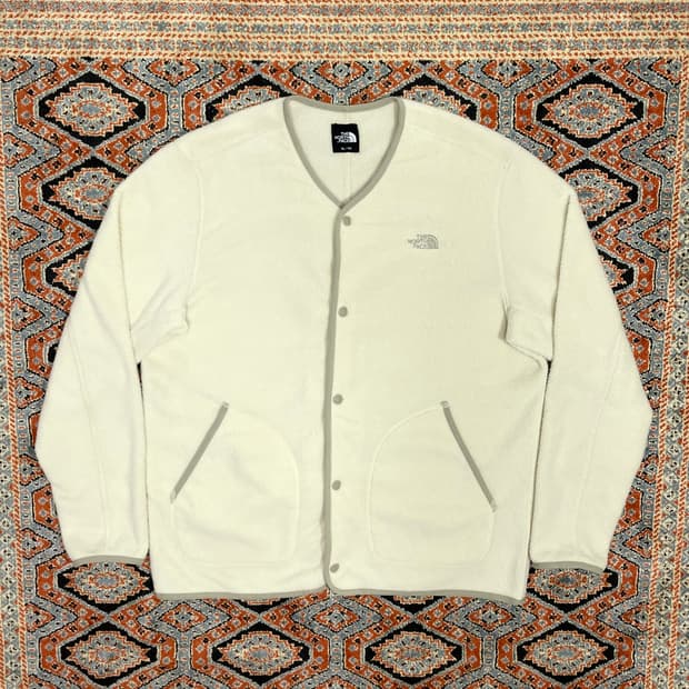노스페이스 아이보리 노카라 버튼 플리스 자켓 남성XL