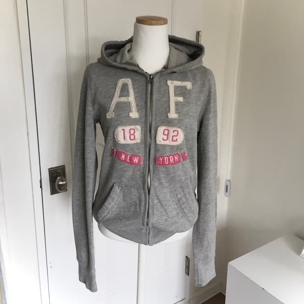 아베크롬비 y2k 빅로고 후드집업 그레이