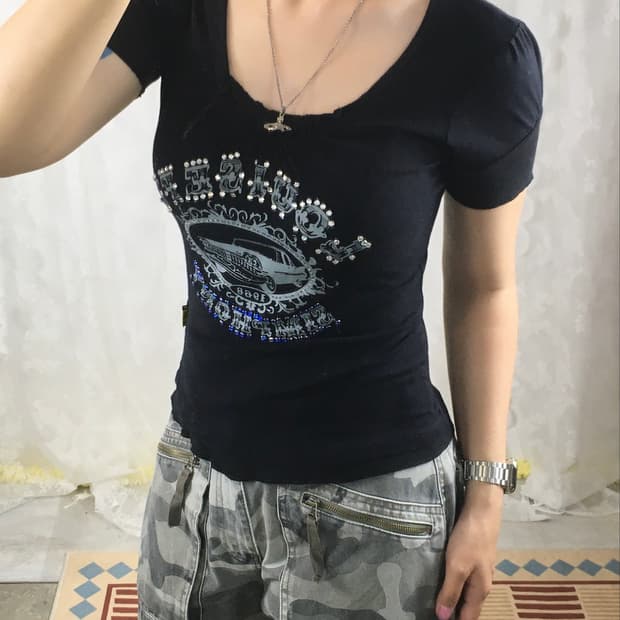 Y2K black cubic car printed top