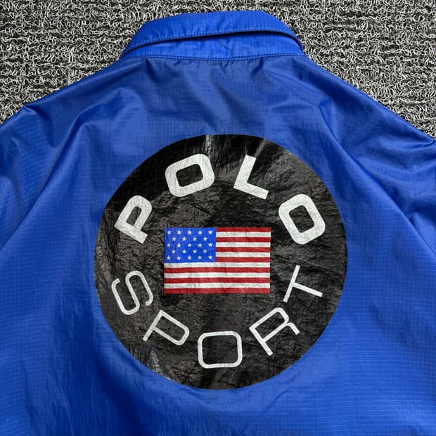 90s 폴로스포츠 올드스쿨 빅로고 우븐 박시핏 하드쉘 자켓 2083