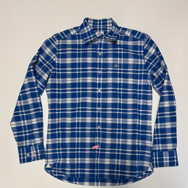 정품 라코스테 슬림핏 이쁜 블루 체크 셔츠 S~~M