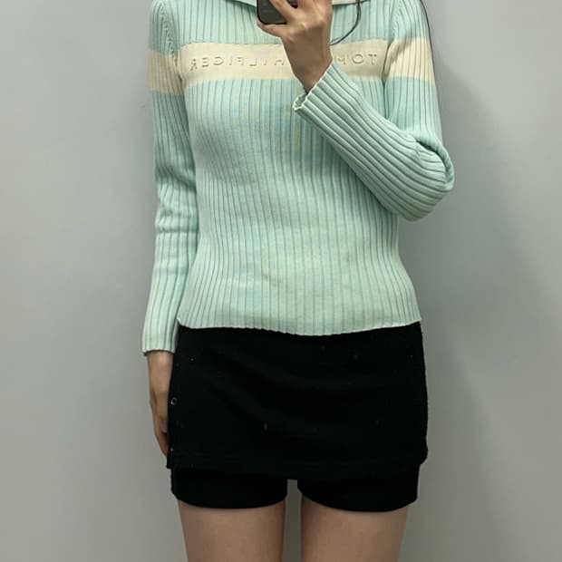 타미힐피거 골지 소다 니트