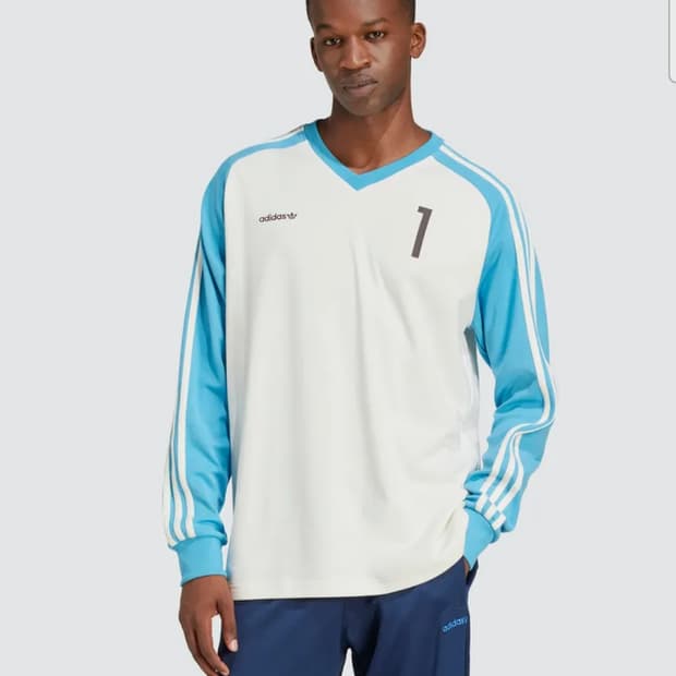 (2XL)아디다스 롱슬리브 저지 - 화이트:스카이블루 팝니다.