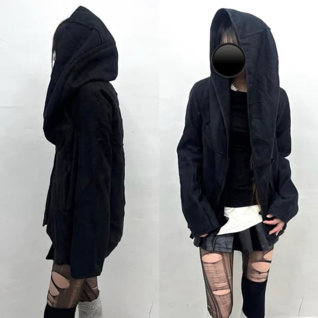 큐빈티지 릭오깔드레이프후드무스탕파우닝와이즈걸오츠빈티지