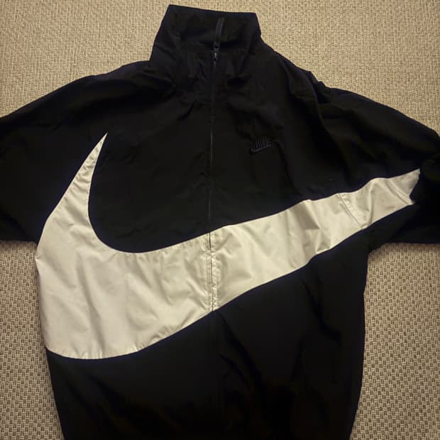 나이키 스우시 우븐 자켓 블랙 코코넛 밀크