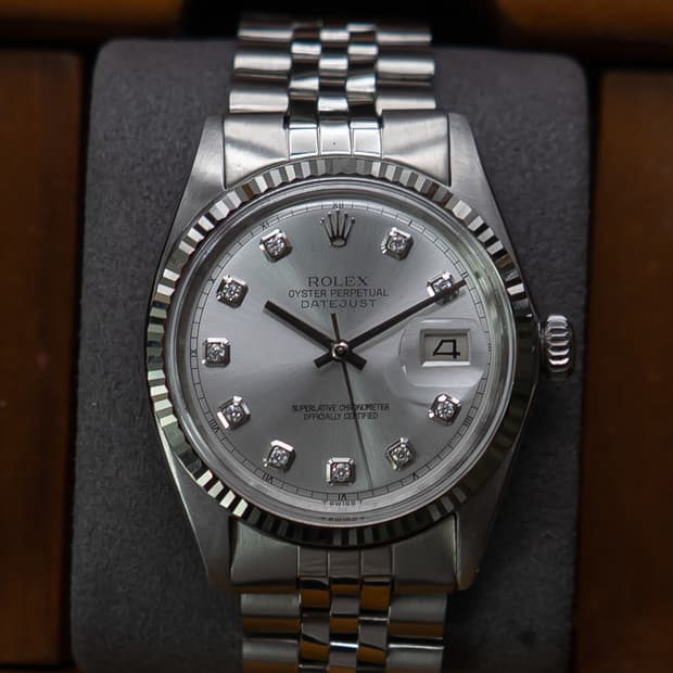 롤렉스 데이저스트 1601 실버 텐포인트 다이아 오토매틱 시계