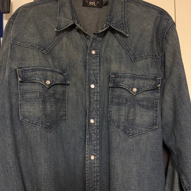 더블알엘 xxl 다크워싱 웨스턴 셔츠