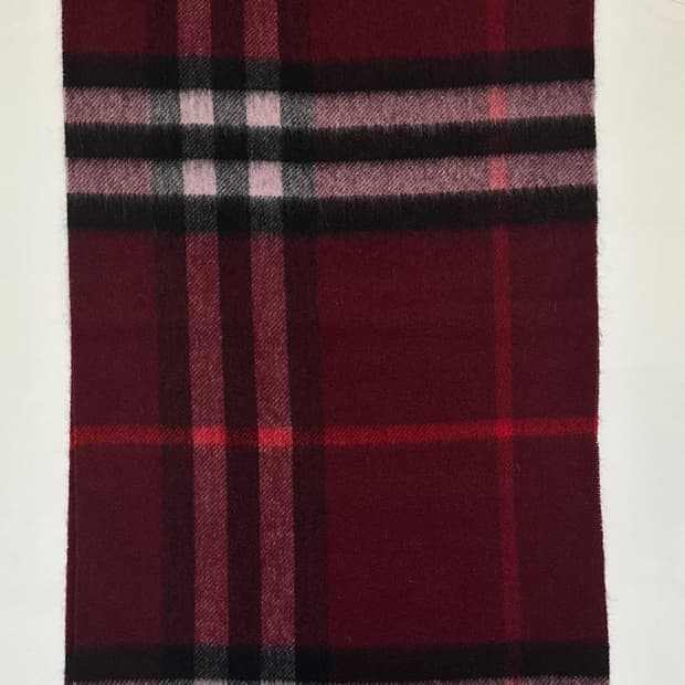 버버리 체크 캐시미어머플러 와인색 남여공용