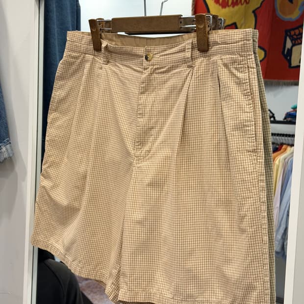 90s Nautica 노티카 올드 체크 투턱 치노 쇼츠 (35inch)