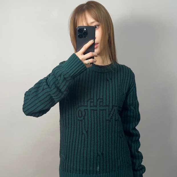 [정품]오프화이트 라인 그래픽 니트 스웨터 