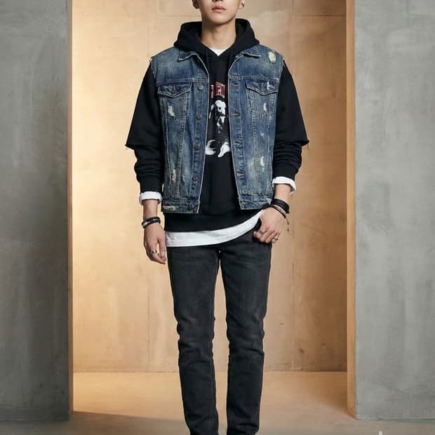 시리즈(series;) 힙스터 핏 블랙 워싱 데님 팬츠