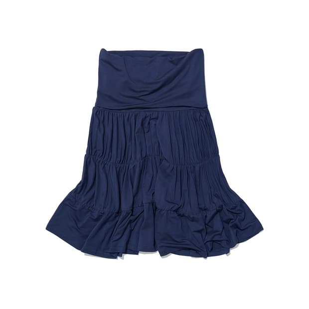 파르티멘토우먼 PWC 저지 셔링 티어드 미디 스커트 네이비