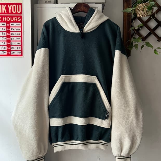 [L]90's Made in USA 오버핏 레이어드 플리스 후드