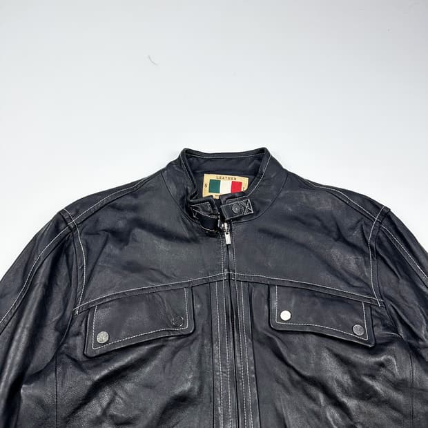VTG 빈티지 양가죽 블랙 라이더 가죽자켓 (XL)