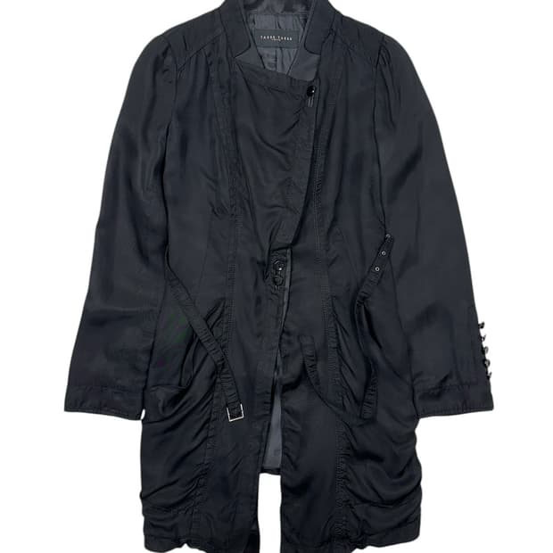 타스타스 하이넥 사선 오버랩 코트