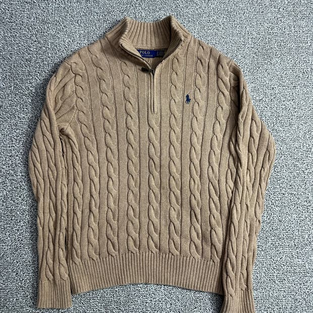 폴로 랄프로렌 케이블 하프집업 니트 베이지