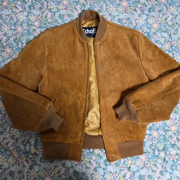 쇼트 스웨이드 봄버 자켓 38