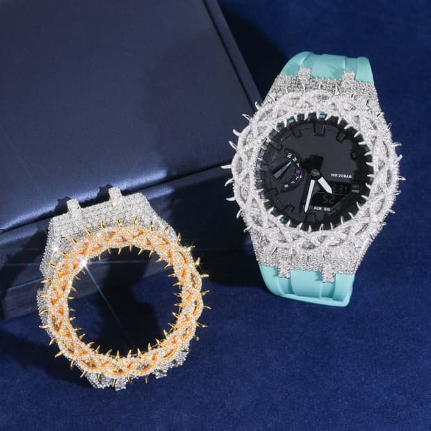 GA2100 전용 힙합 스타일 모이사나이트 쏜 워치 케이스  S925