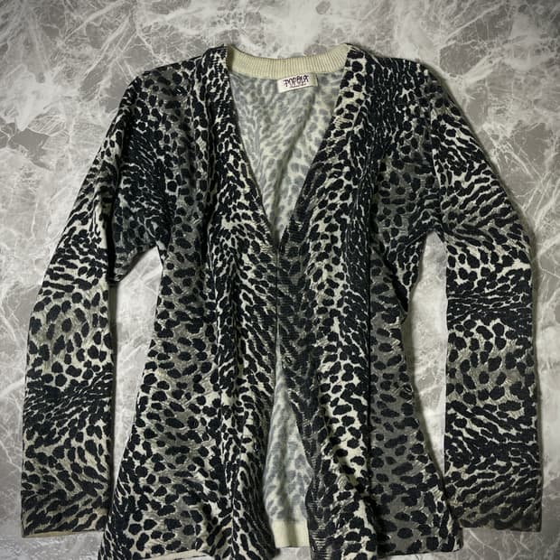 leopard one button cardigan