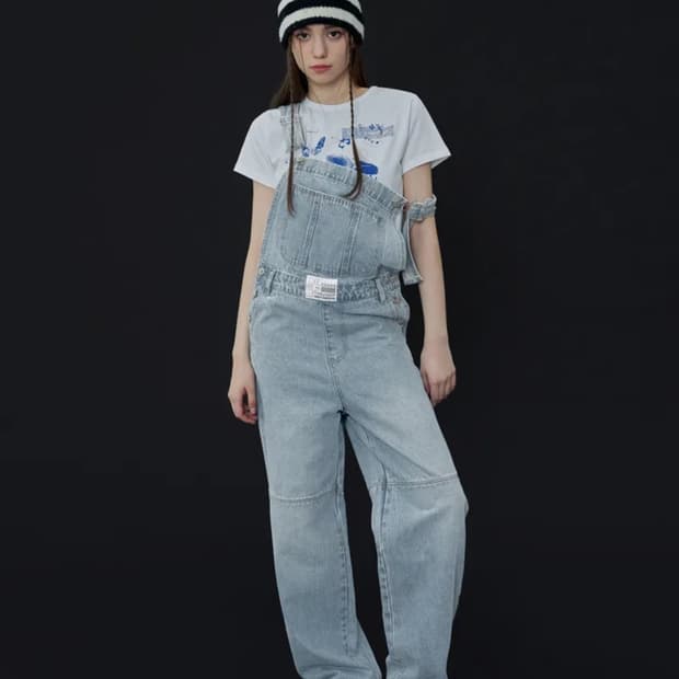 팬시클럽 유쓰 데님 오버롤 라이트블루