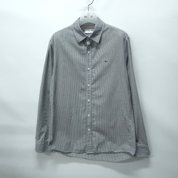 라코스테 슬림핏 긴팔 스트라이프 셔츠 (사이즈 100)