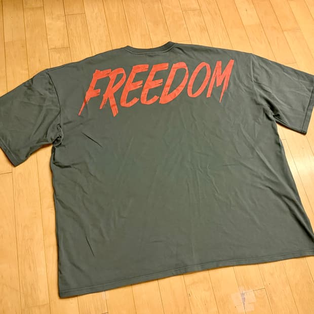 [프리덤에슬레틱] 오버핏 백 프린팅 티셔츠 (카키/오렌지)