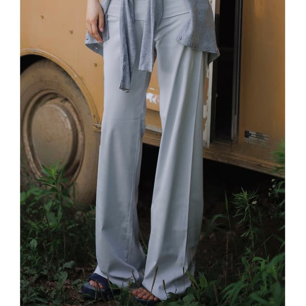 새상품) 카인다미 에센셜 와이드 폴딩 레깅스 팬츠 아이보리 백멜란지 블루