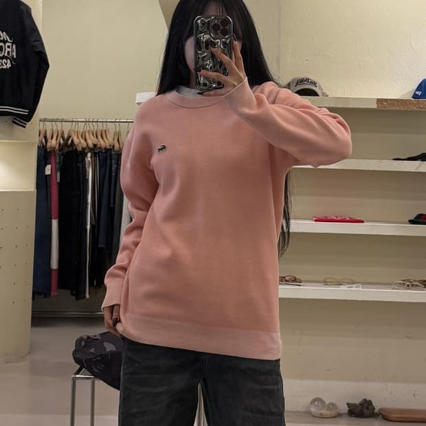 라코스테 크록 로고 라운드 니트 핑크 U1698