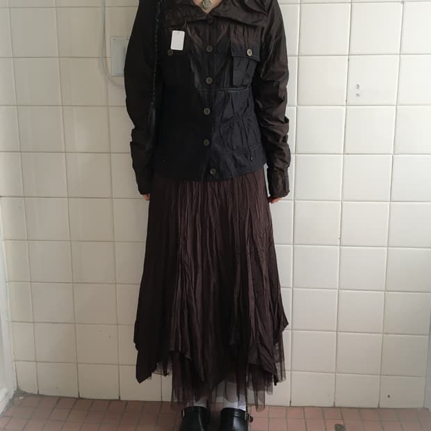 Dyed high neck glossy jacket