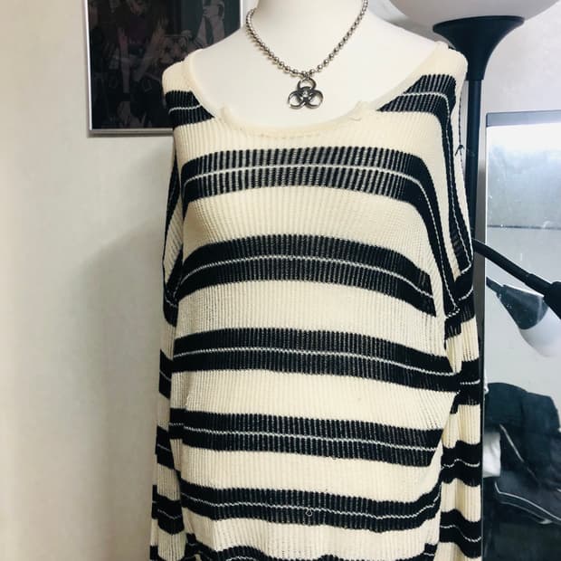 펑크 그런지 스트라이프 니트